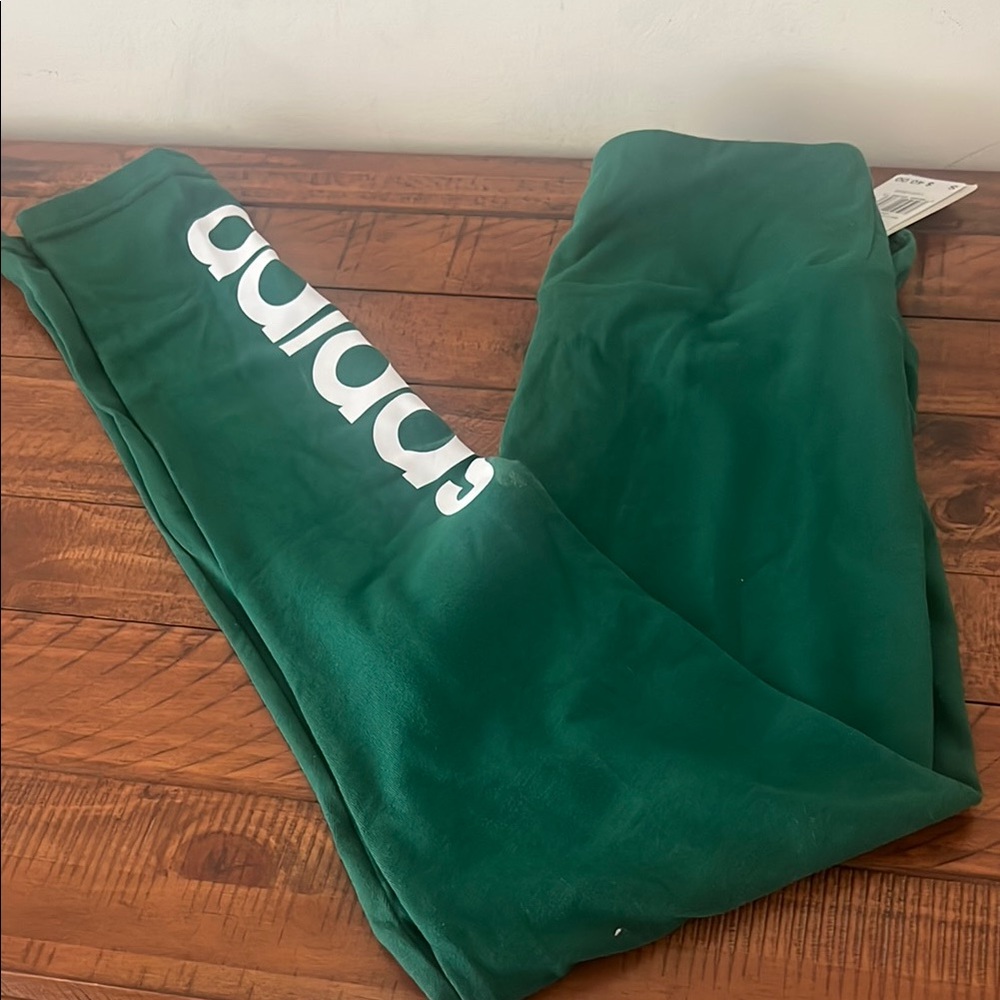 Adidas Green Leggings with Bold Branding